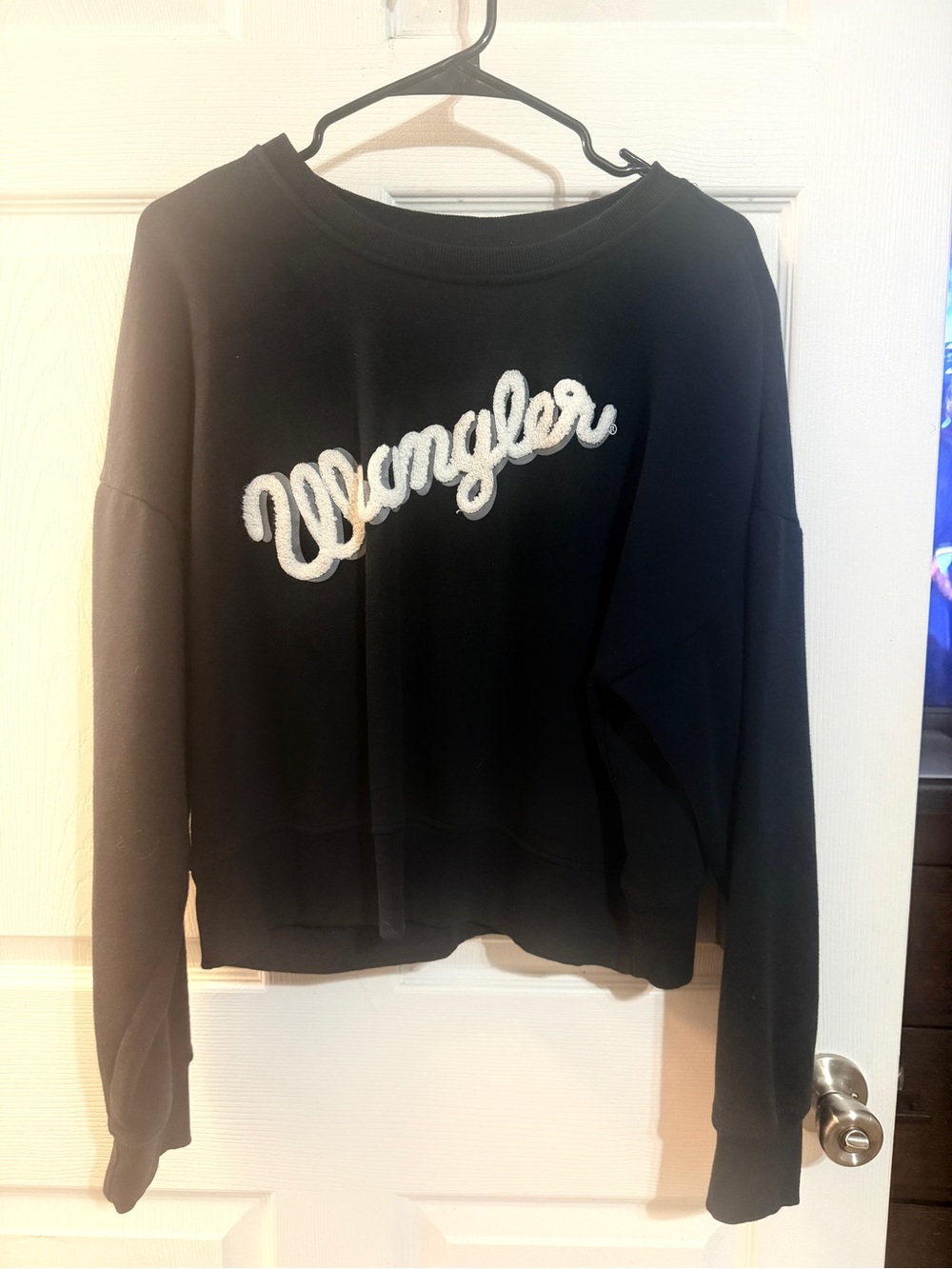 Wrangler Black Sweatshirt with White Script Logo